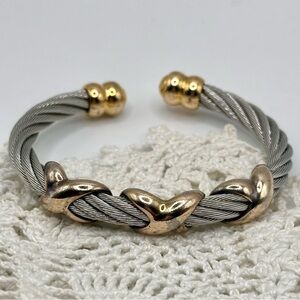 Charriol Triple X Celtic Bracelet - Stainless Steel Wrapped Cable Gold Vermeil